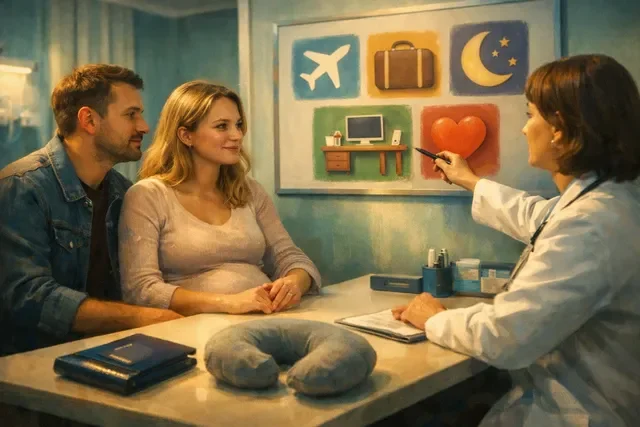 Второй триместр: активная жизнь без паники, пара планирует поездку и режим, спокойная консультация