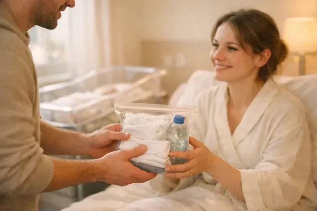 Муж принёс передачу жене в роддом: тёплая сцена поддержки