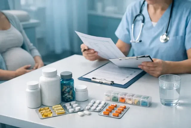 Витамины при беременности: анализы крови и лист назначений на приёме у врача