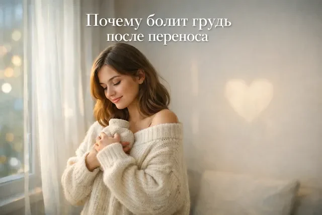 Нежная иллюстрация: почему болит грудь после переноса Нежная иллюстрация: почему болит грудь после переноса