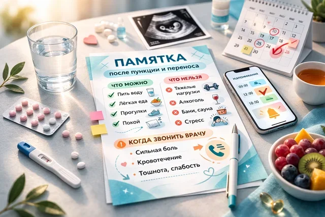 Памятка после пункции и переноса эмбриона Памятка после пункции и переноса эмбриона