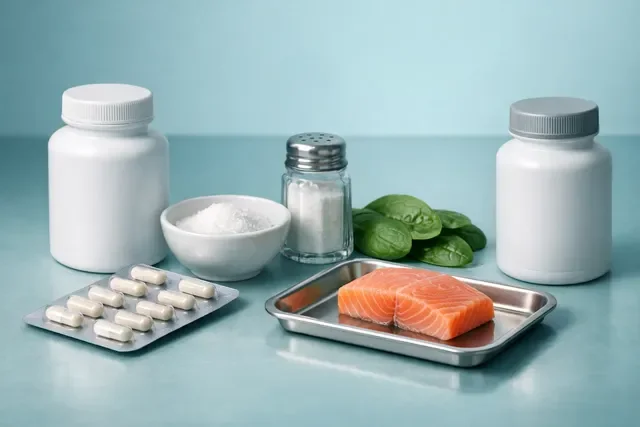 Йод, железо, омега-3 и магний при ЭКО: нейтральные добавки и продукты на стерильном фоне без надписей