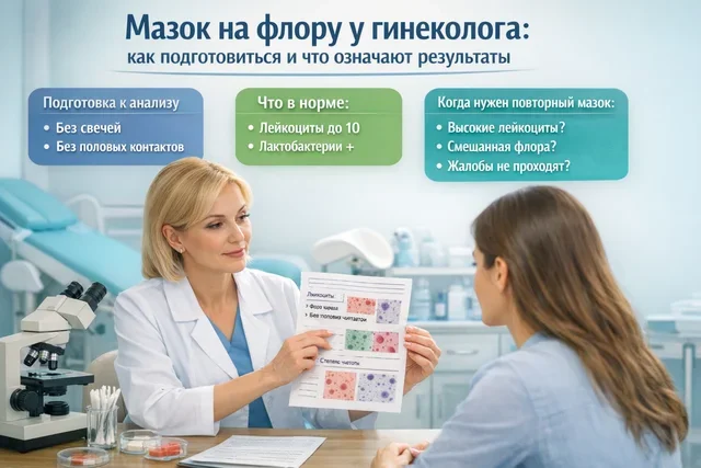 Мазок на флору у гинеколога: врач объясняет результаты анализа на приёме в клинике