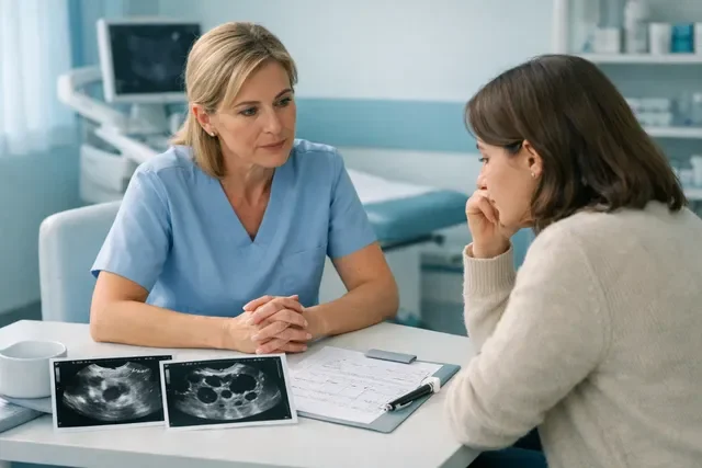 Синдром пустого фолликула в ЭКО: врач объясняет пациентке результат пункции без полученной яйцеклетки