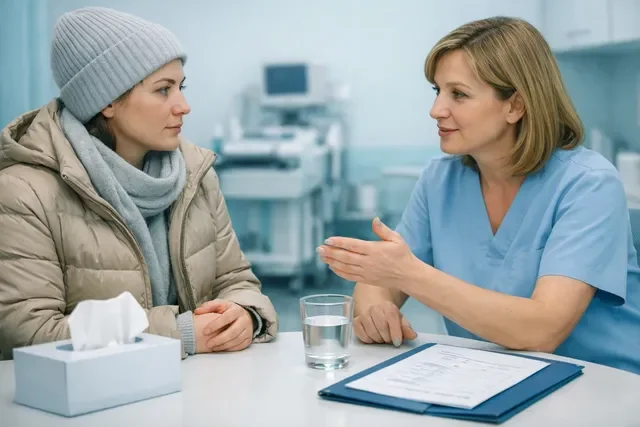 Простуда перед переносом эмбриона: женщина на консультации уточняет, можно ли делать перенос Простуда перед переносом эмбриона: женщина на консультации уточняет, можно ли делать перенос