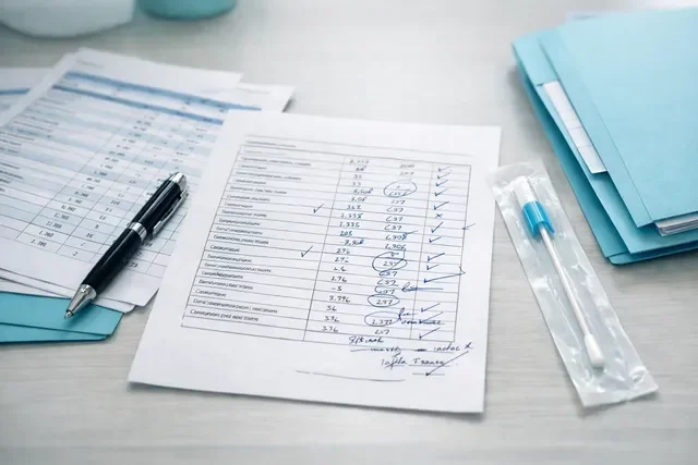 Бланк анализов с пометкой врача и выбор между ПЦР и посевом в кабинете гинеколога Бланк анализов с пометкой врача и выбор между ПЦР и посевом в кабинете гинеколога