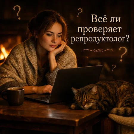 Девушка дома за ноутбуком размышляет, всё ли проверяет репродуктолог после неудачных попыток ЭКО Девушка дома за ноутбуком размышляет, всё ли проверяет репродуктолог после неудачных попыток ЭКО