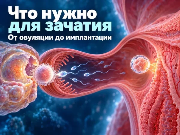 Схема пути от овуляции и встречи яйцеклетки со сперматозоидом до имплантации эмбриона в матке