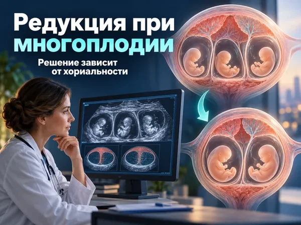 Схема многоплодной беременности с тремя плодными яйцами и визуальным переходом к дальнейшему развитию двух плодов Схема многоплодной беременности с тремя плодными яйцами и визуальным переходом к дальнейшему развитию двух плодов