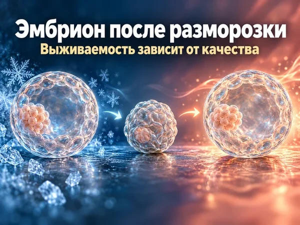 Бластоциста до витрификации и после разморозки с постепенным повторным расширением в лабораторной чашке