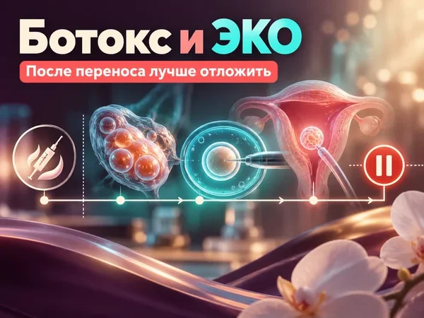 Календарная схема этапов ЭКО с отдельной косметологической процедурой до протокола и паузой после переноса