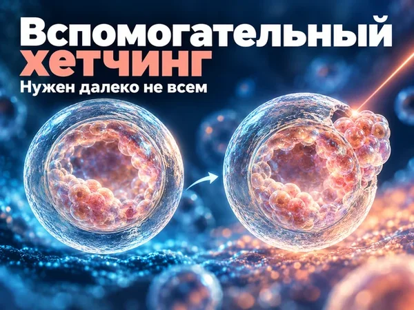 Бластоциста внутри блестящей оболочки и после создания небольшого отверстия для выхода перед имплантацией